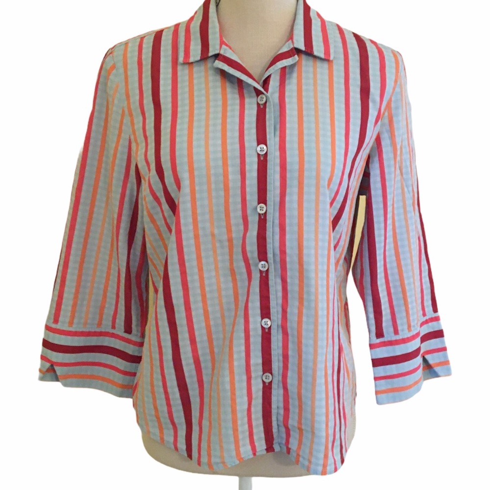 Faconnable Striped Button-down Top M